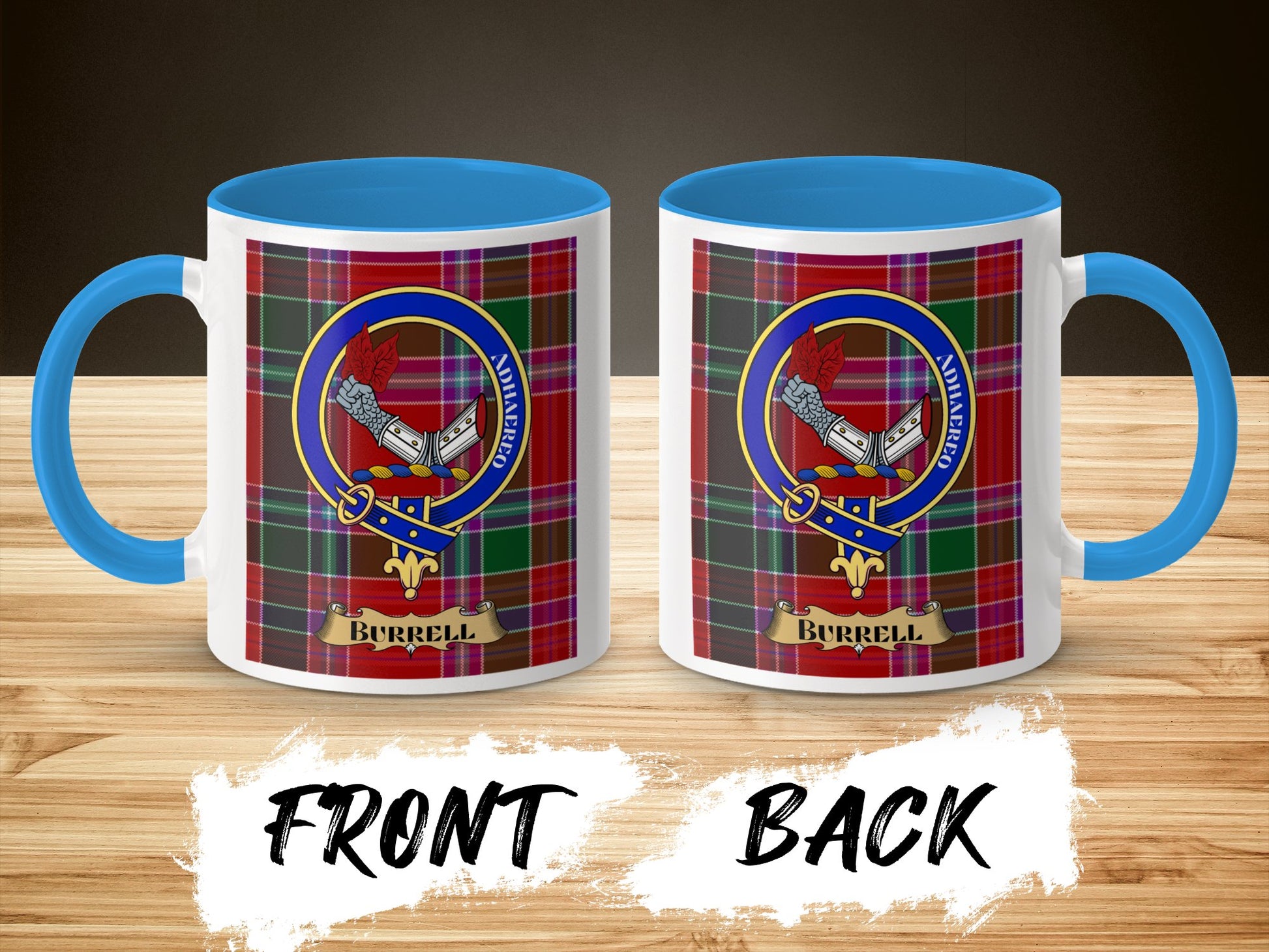 Burrell Tartan Pattern Family Crest Design Mug - Living Stone Gifts