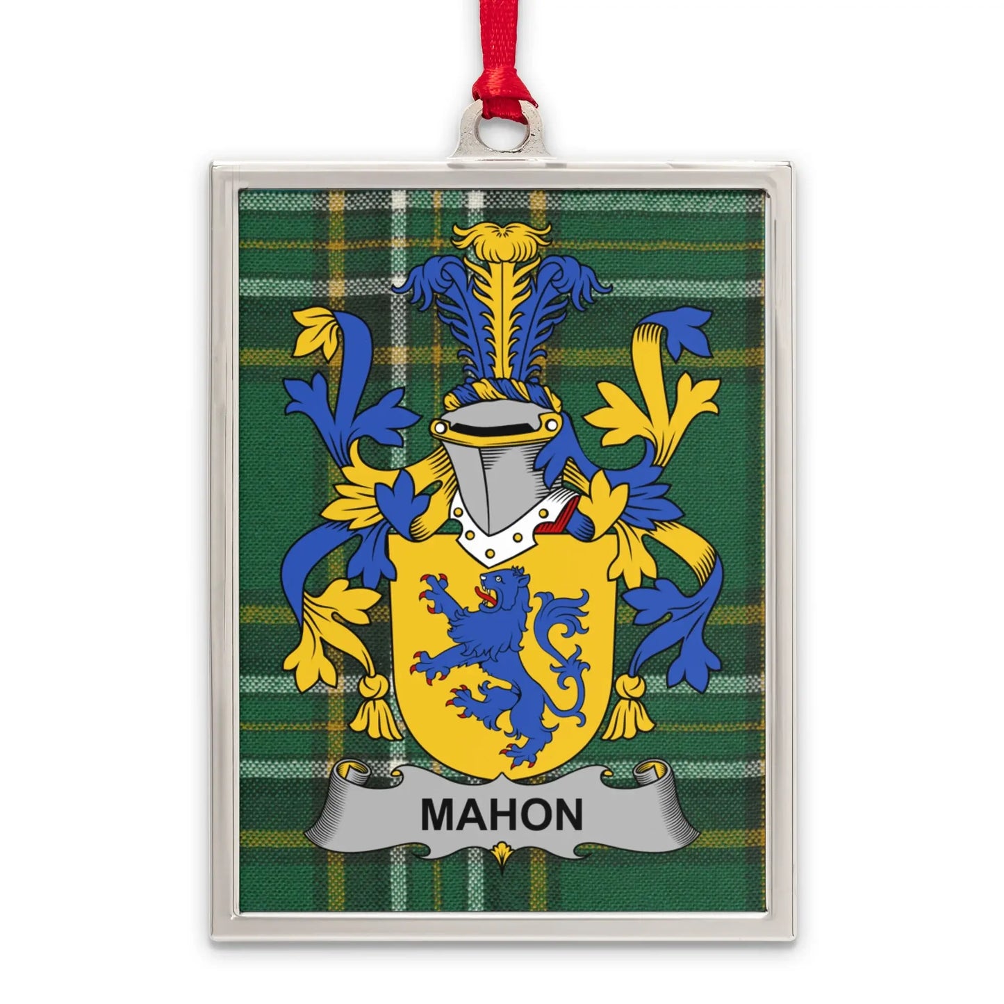 Custom Mahon Plaid Family Crest Ornament product