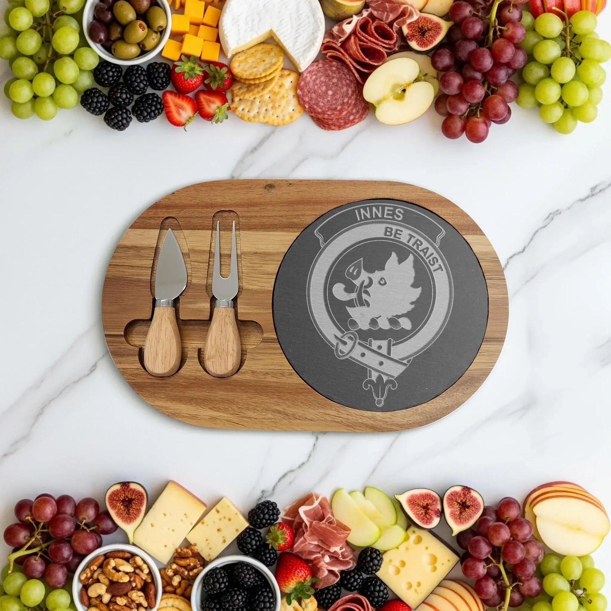 Round Wooden Cheese Board with Knife Set product