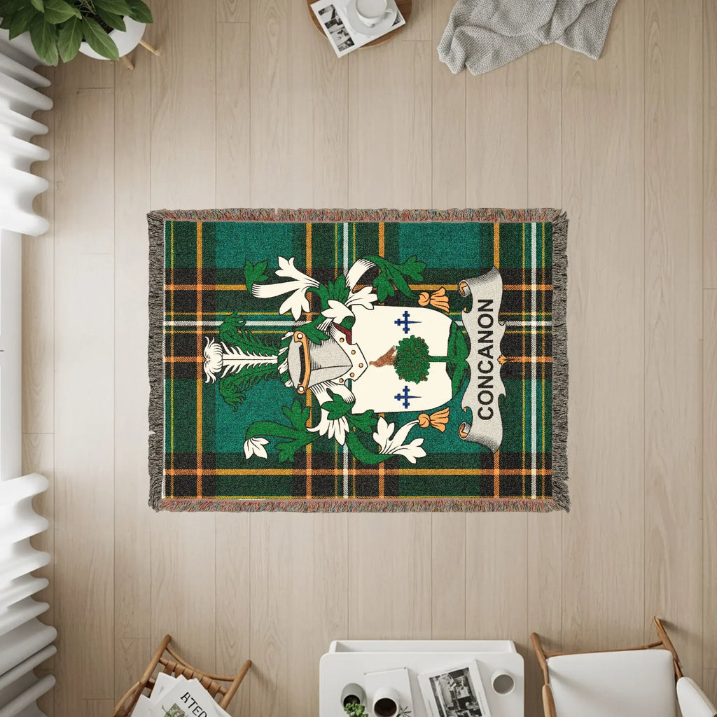Concannon Family Crest Green Tartan Plaid Throw Blanket product type