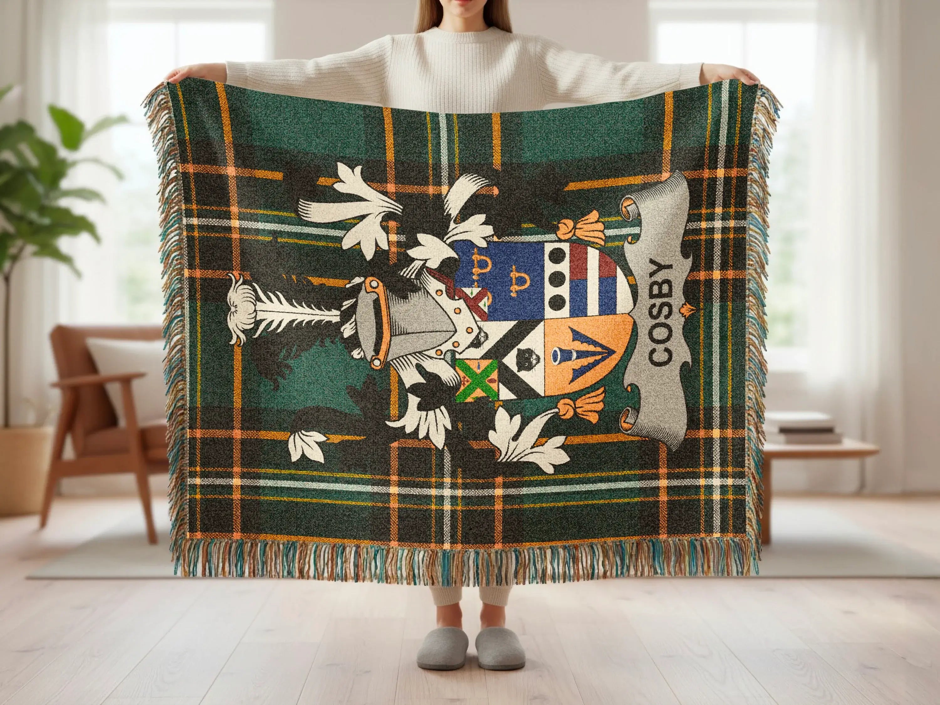 Cosby Family Crest Plaid Fringed Throw product type