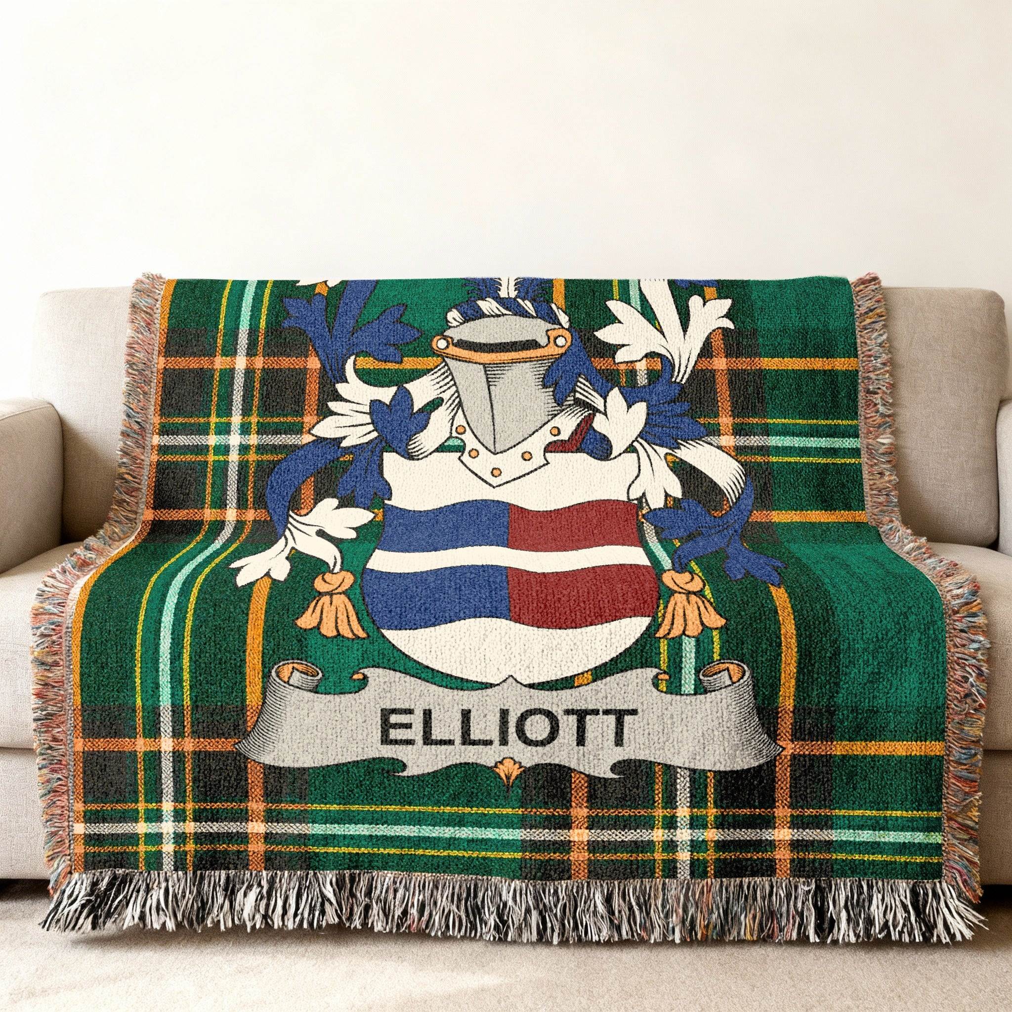 Elliott Surname Crest Green Plaid Tartan Graphic product type