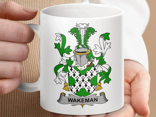 Wakeman Family Coat of Arms Crest Mug - Celtic Ancestry Gifts