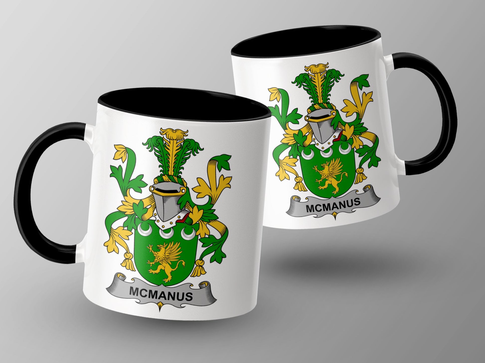 McManus Family Crest Irish Surname Coat Of Arms Mug - Living Stone Gifts