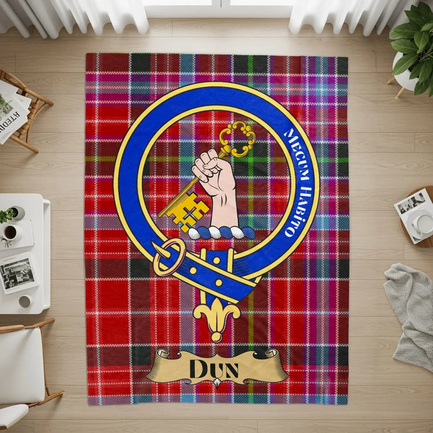 Negavi Laborem Dun Plaid Tartan Crest Logo Rug product