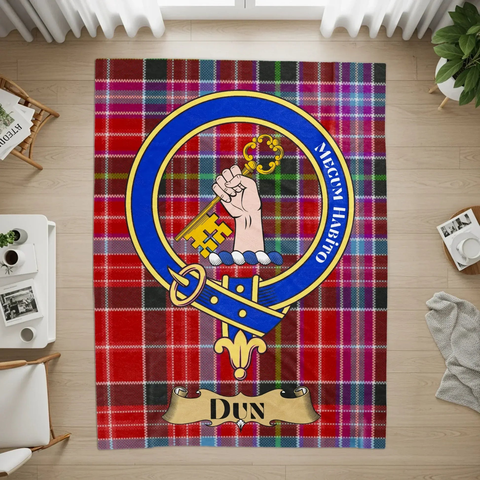 Negavi Laborem Dun Plaid Tartan Crest Logo Rug product
