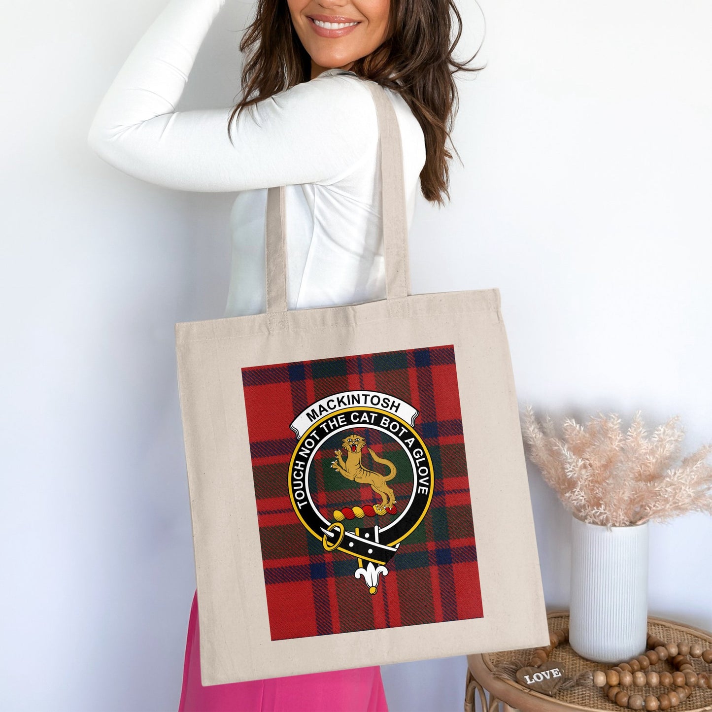 Mackintosh Scottish Clan Crest Tartan Tote Bag - Living Stone Gifts