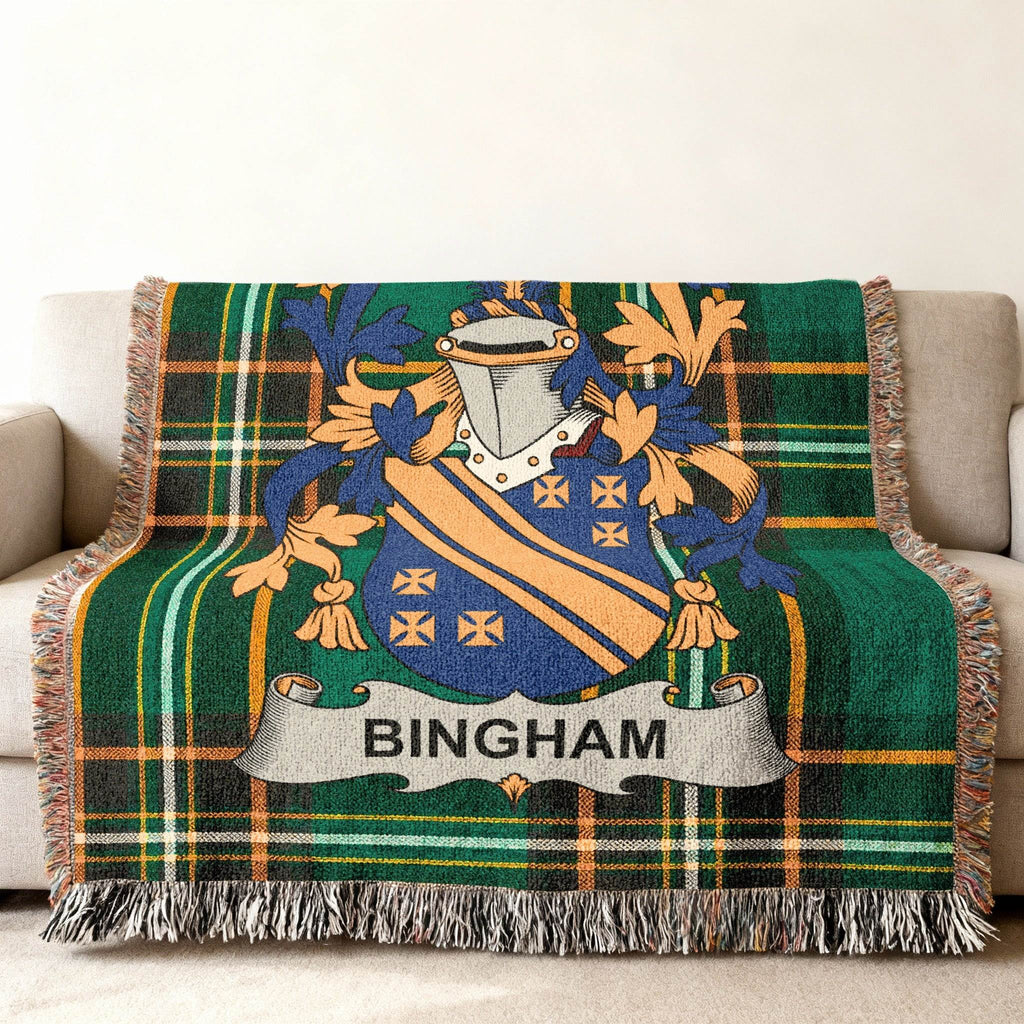 Bingham Family Crest Green Tartan Throw product type