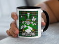 Stokes Irish family crest black accent mug on Irish National Tartan