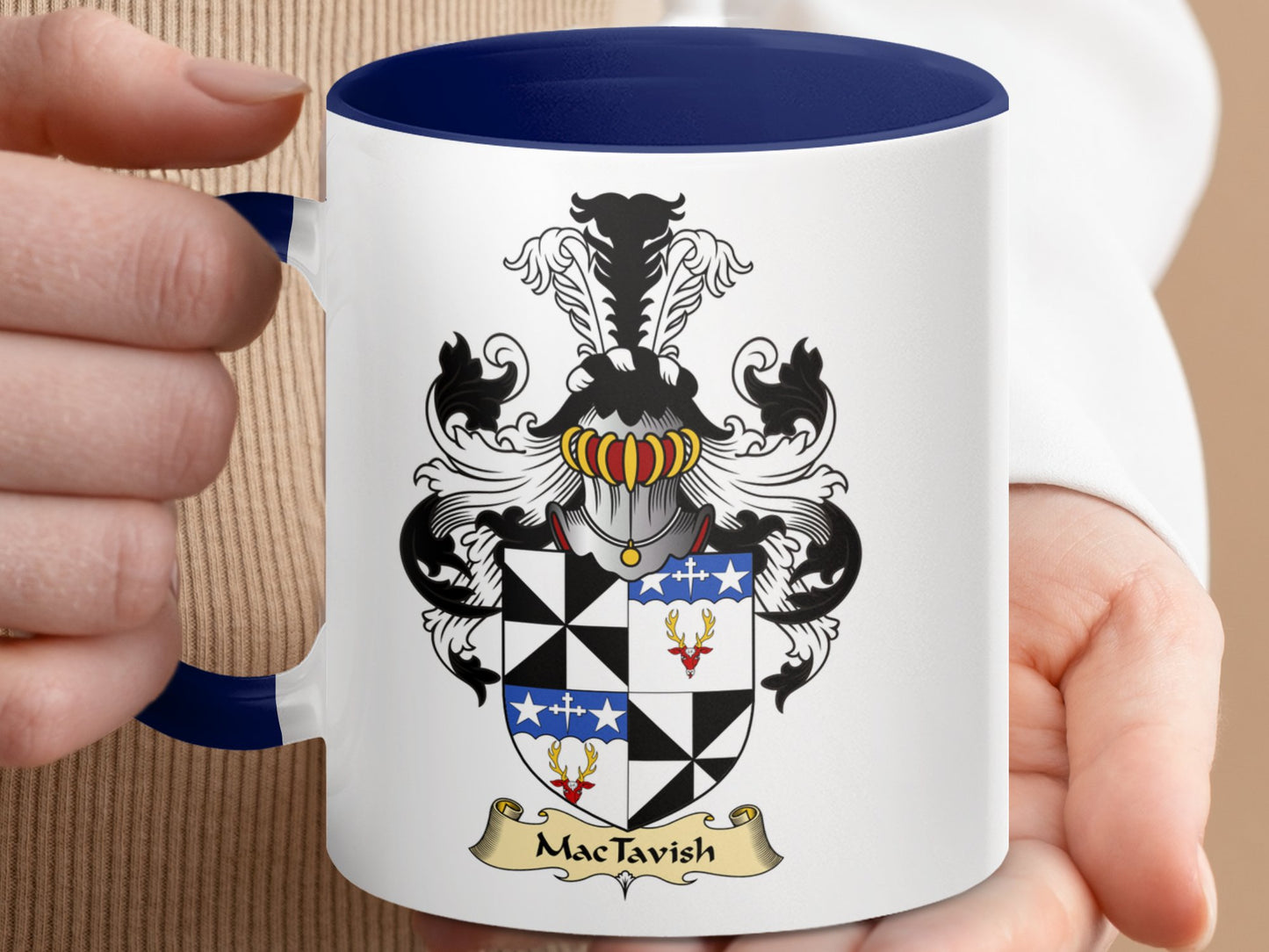 MacTavish Family Crest Coat of Arms Accent Coffee Mug - Living Stone Gifts