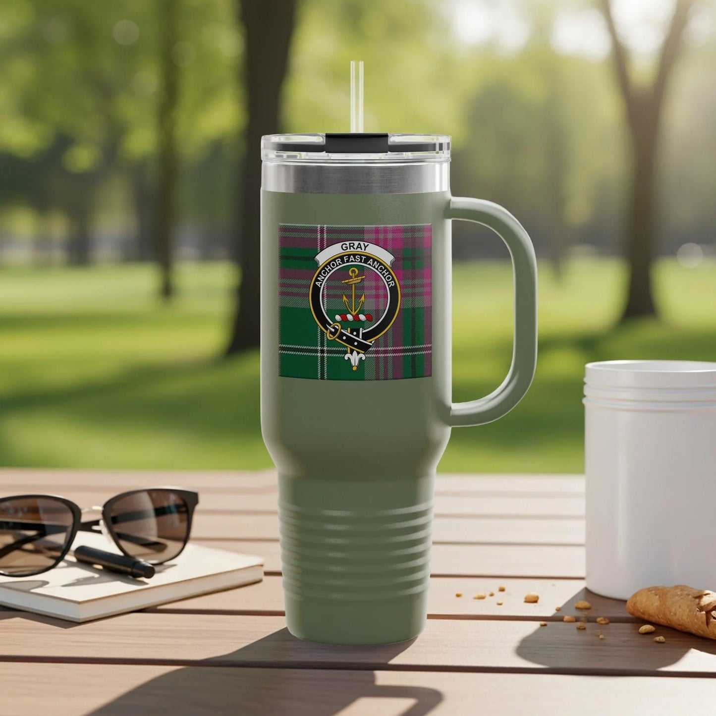 Personalized Gray Clan Crest Green Tumbler product