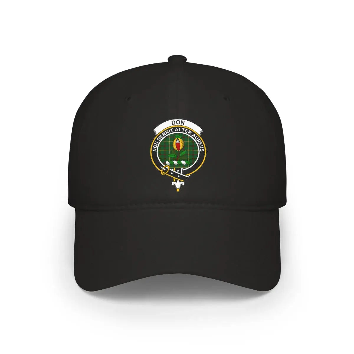 Classic Black Baseball Cap with Embroidered Crest Design