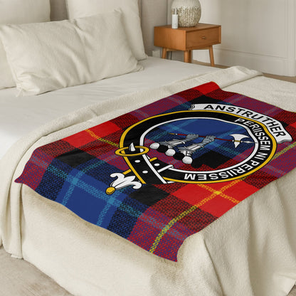 Scottish Clan Anstruther Crest Tartan Throw Blanket - Living Stone Gifts