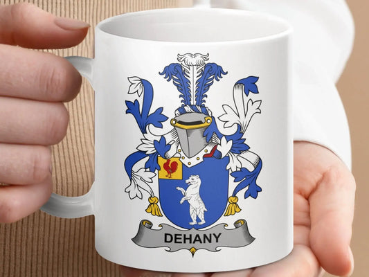Dehany Surname Irish Family Crest Mug - Celtic Ancestry Gifts