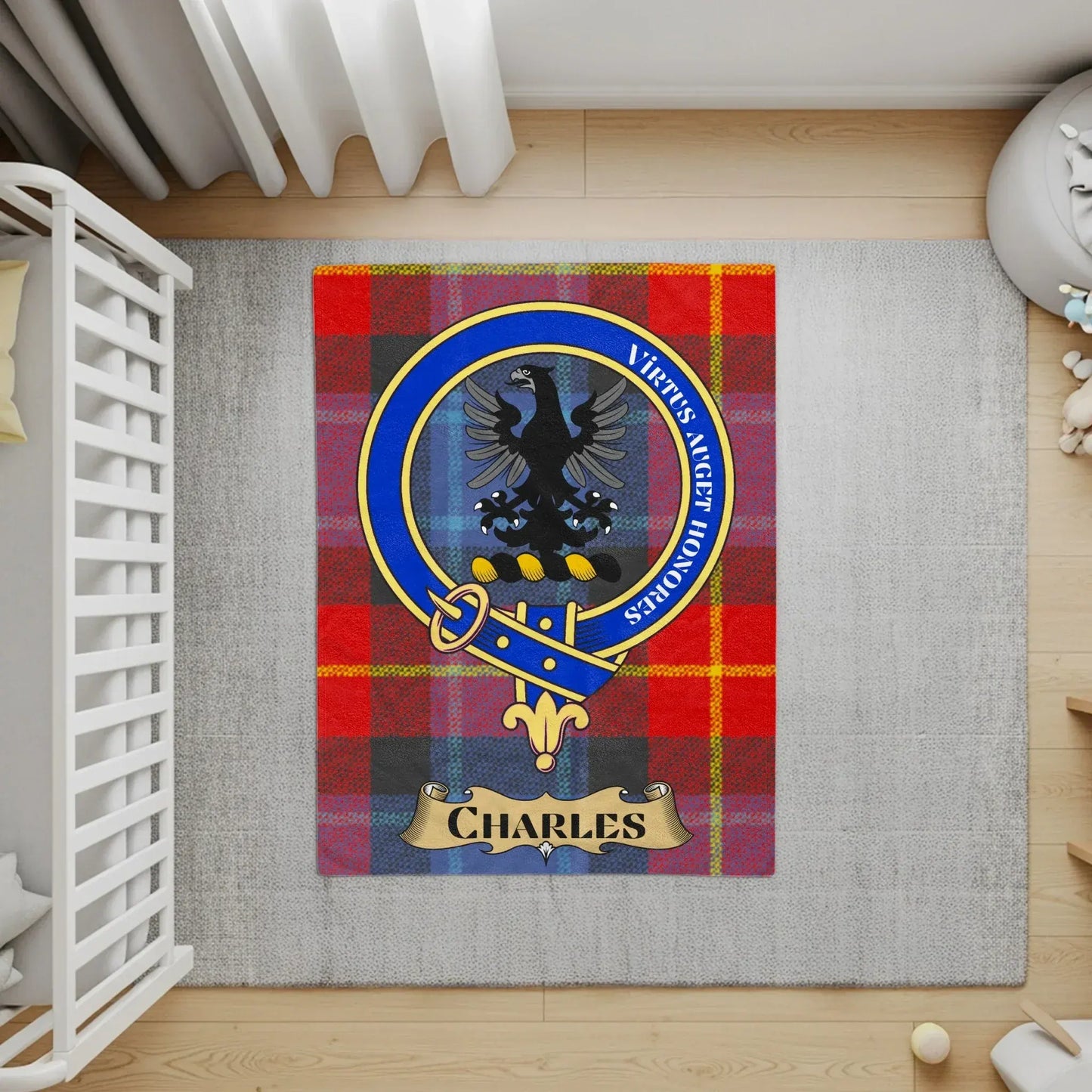 Charles Family Crest Emblem Area Rug Home Decor product