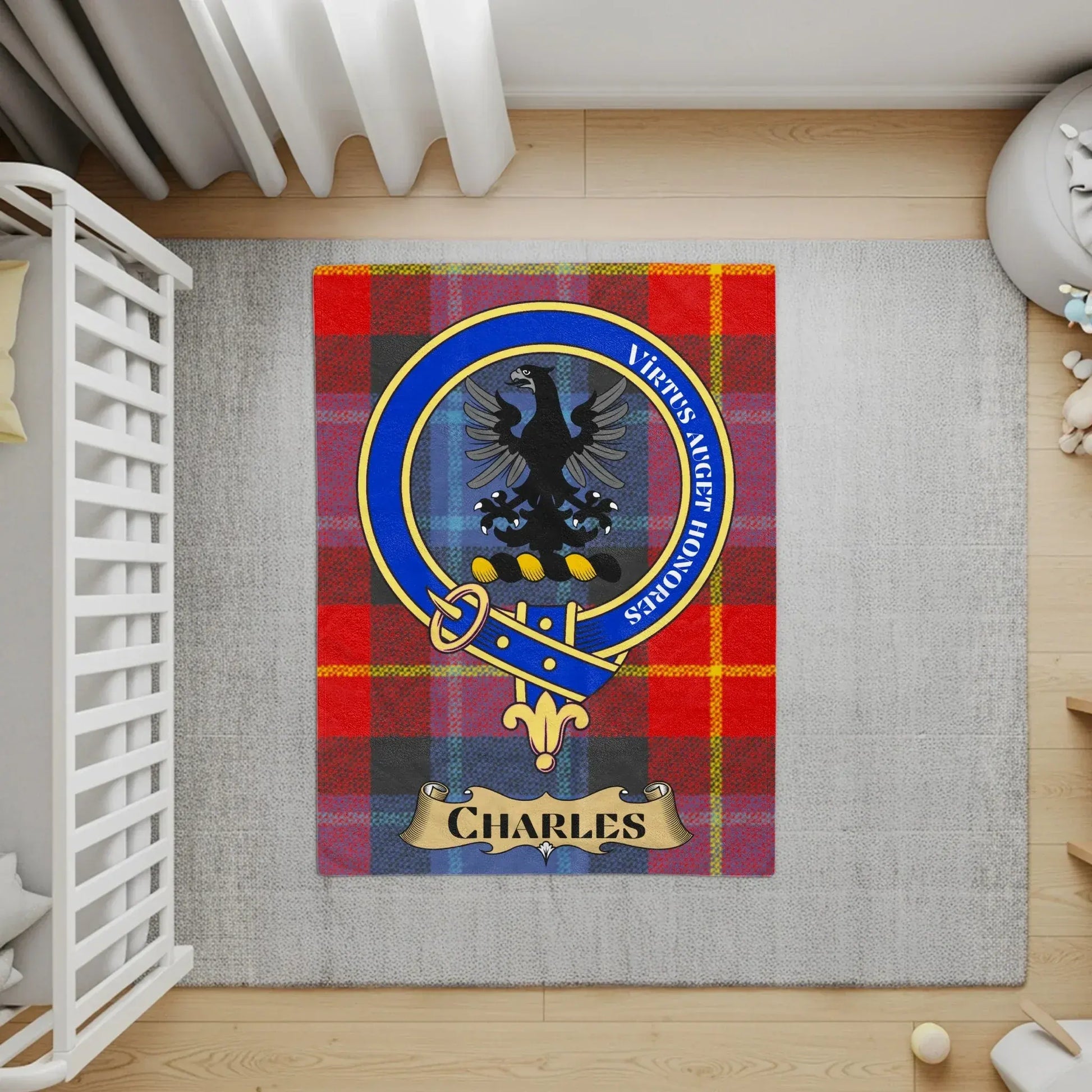 Charles Family Crest Emblem Area Rug Home Decor product