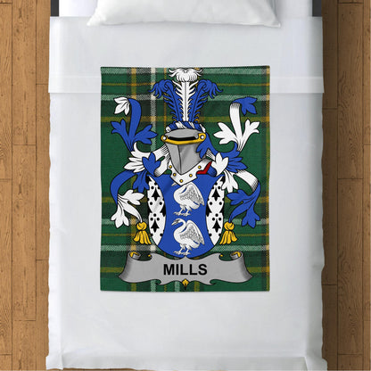 Mills Surname Irish Tartan Throw Blanket - Living Stone Gifts