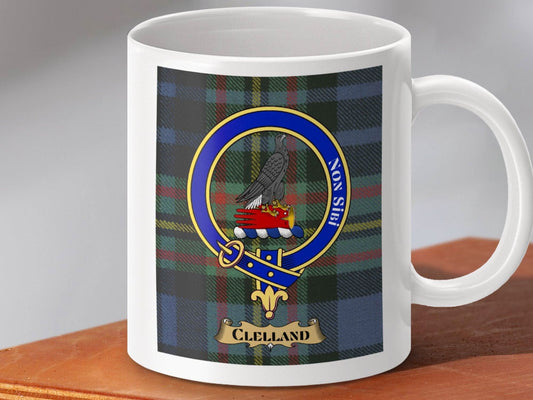 Clelland Clan Tartan Mug with Family Crest product type