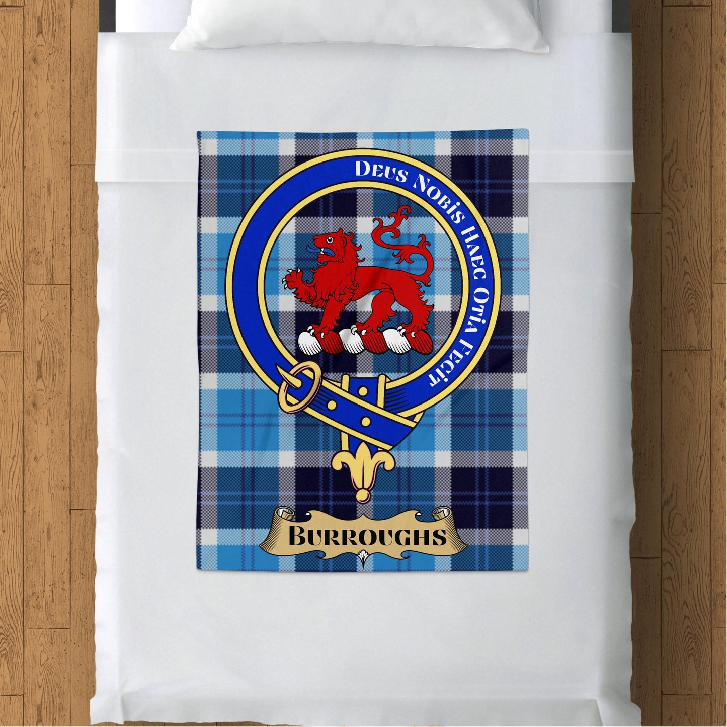 Scottish Clan Burroughs Crest Tartan Throw Blanket - Living Stone Gifts