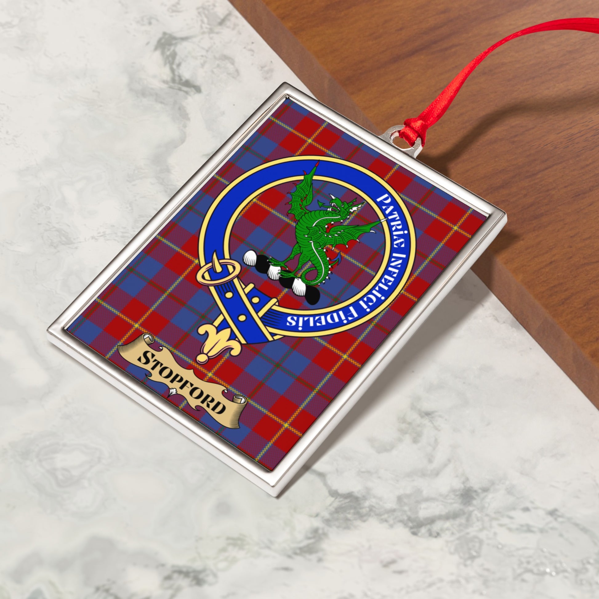 Family Crest Plaid Patterned Customized Ornament product