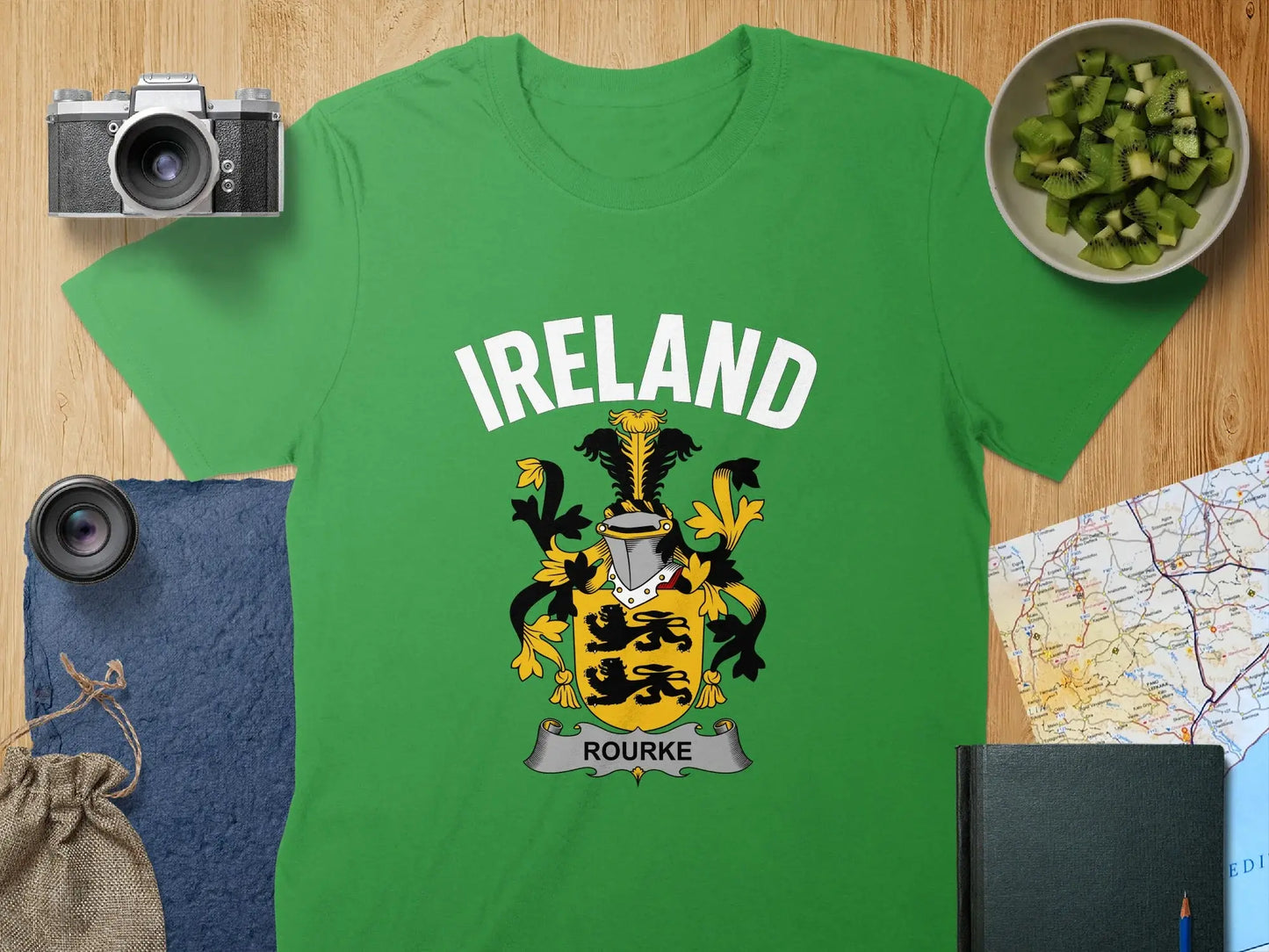 Ireland Rourke Family Crest Design T-shirt