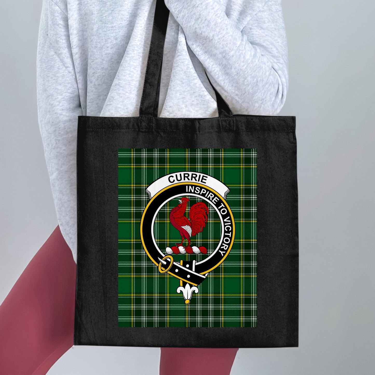 Currie Clan Crest Inspire To Victory Tartan Tote Bag - Living Stone Gifts