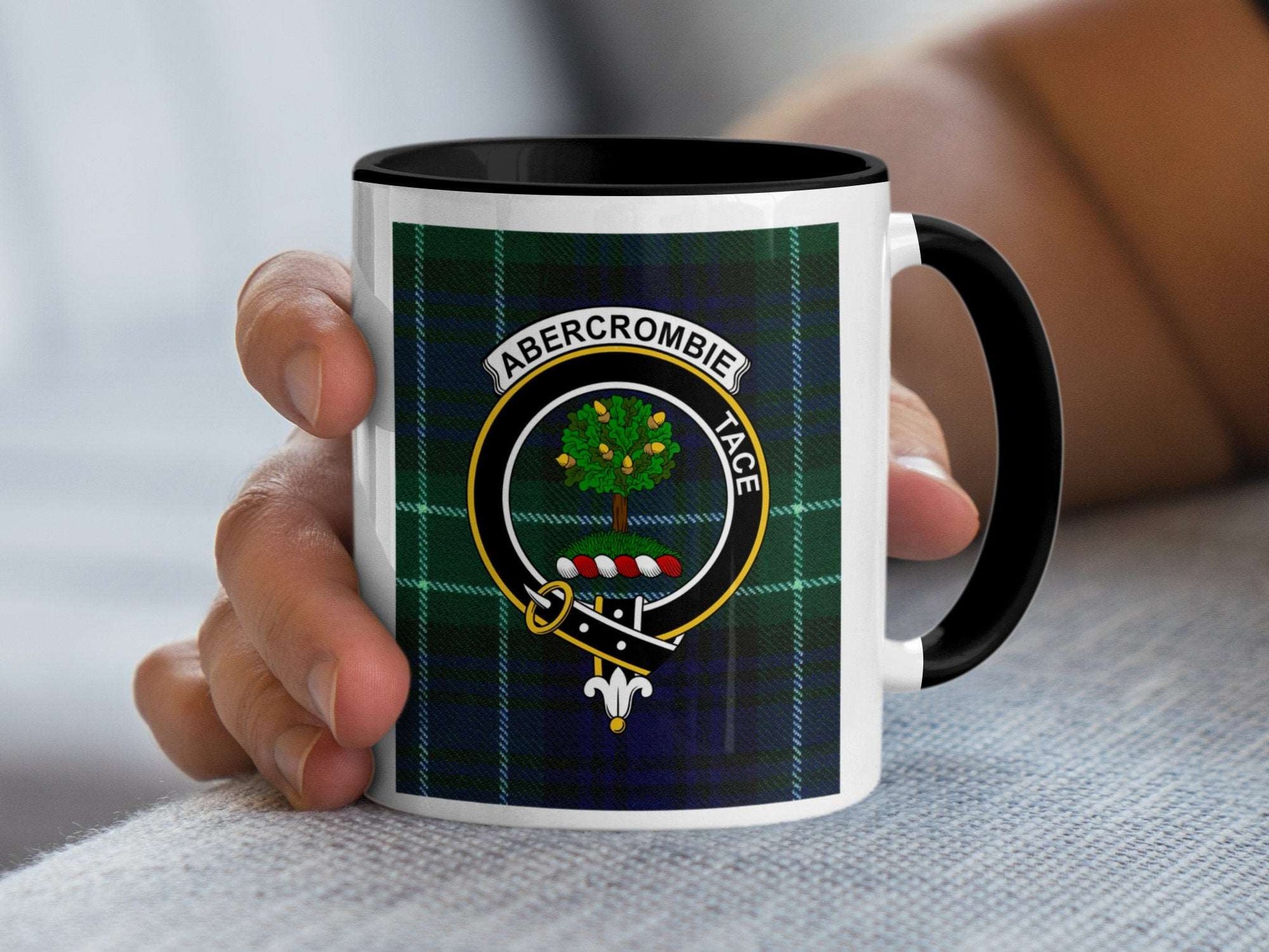 Abercrombie Clan Crest Tartan Pattern Mug - Living Stone Gifts