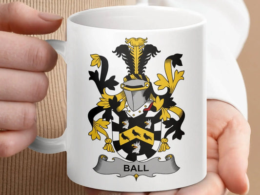 Ball Irish Surname Family Crest Heritage Design Mug - Celtic Ancestry Gifts