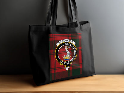 Scottish Clan Crest on Tartan Background Tote Bag - Living Stone Gifts