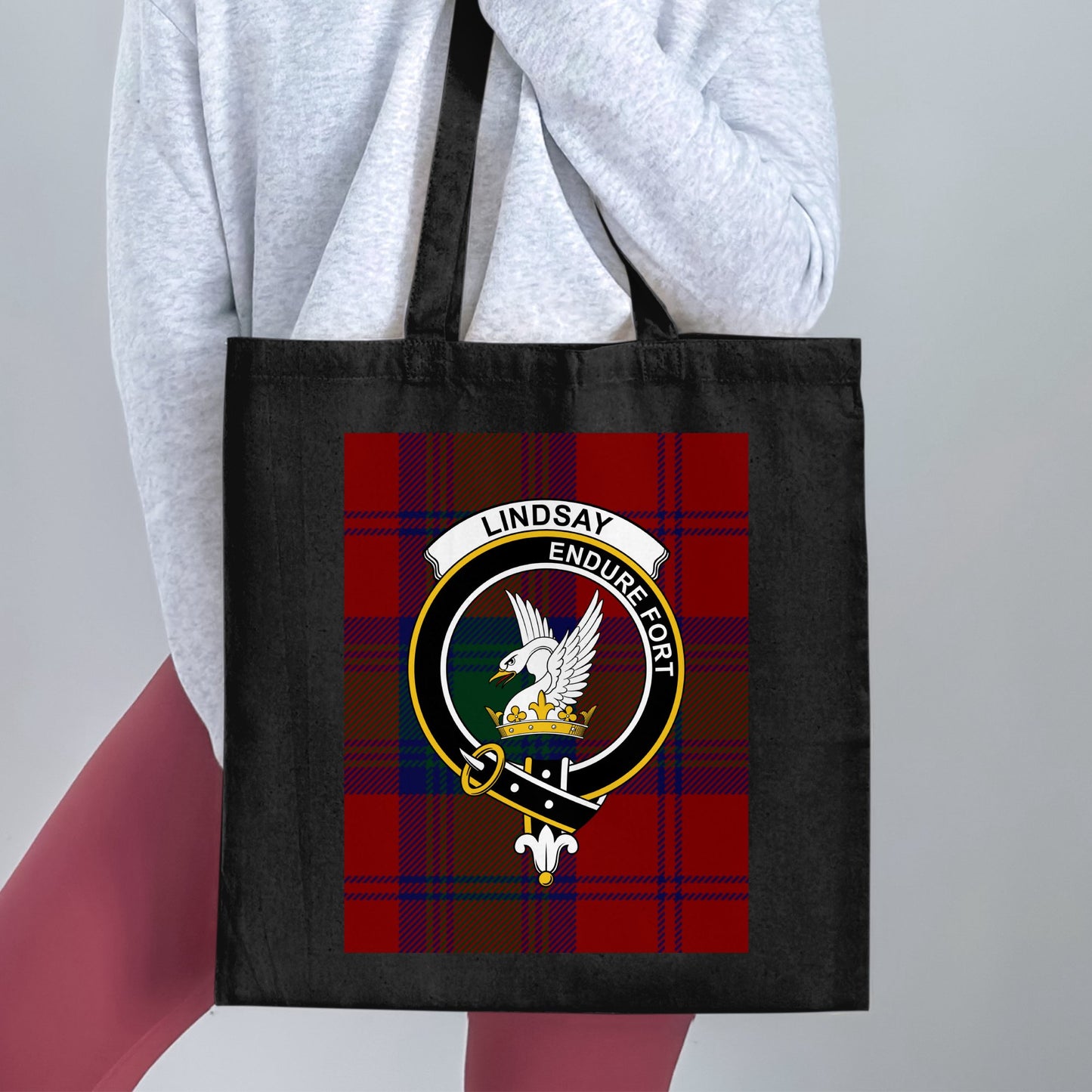 Clan Lindsay Crest Scottish Tartan Tote Bag - Living Stone Gifts