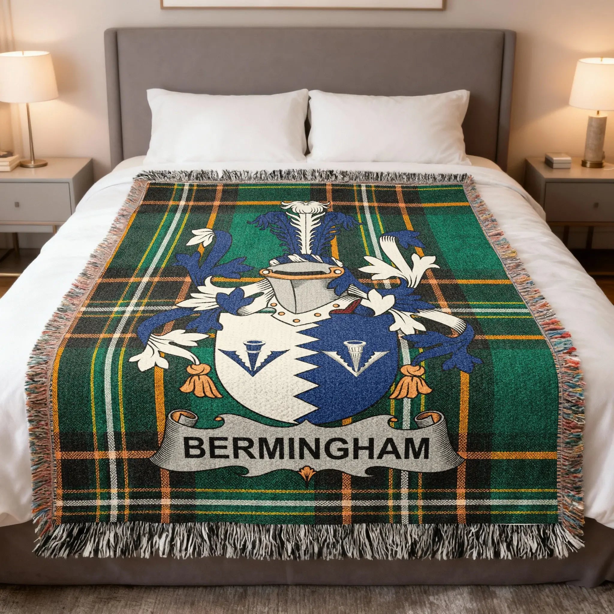 Bermingham Family Crest Green Plaid Blanket product type
