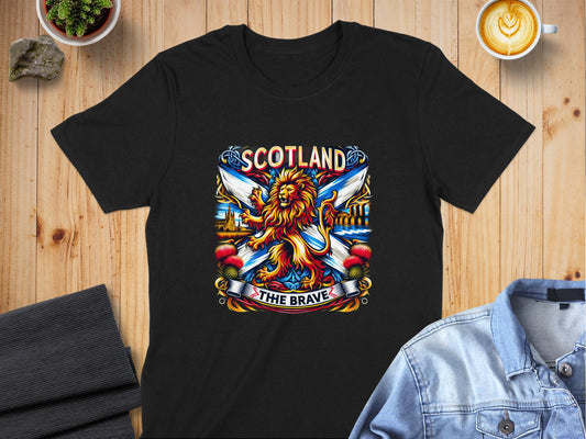 Proud Scotland The Brave Roaring Lion Graphic T-Shirt - Living Stone Gifts