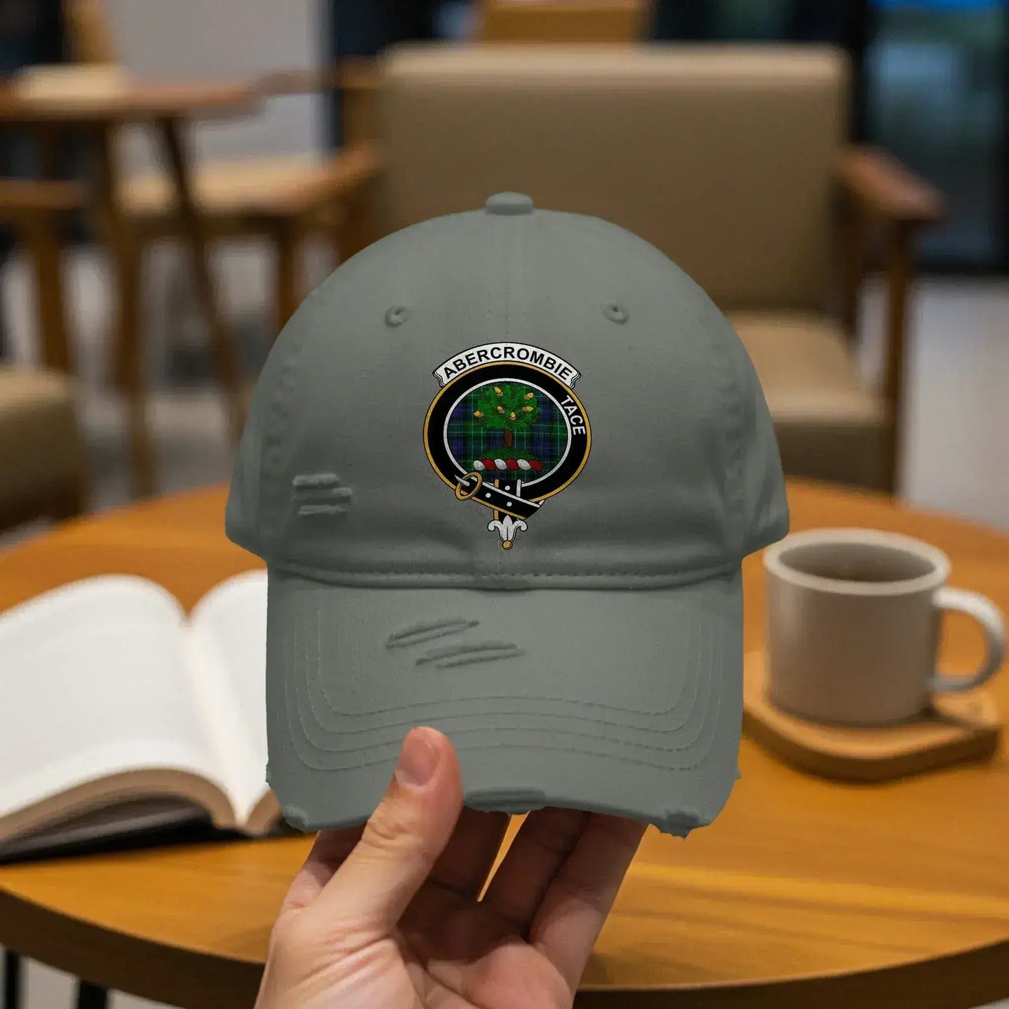 Abercrombie Clan Crest Scottish Tartan Distressed Baseball Cap - Celtic Ancestry Gifts