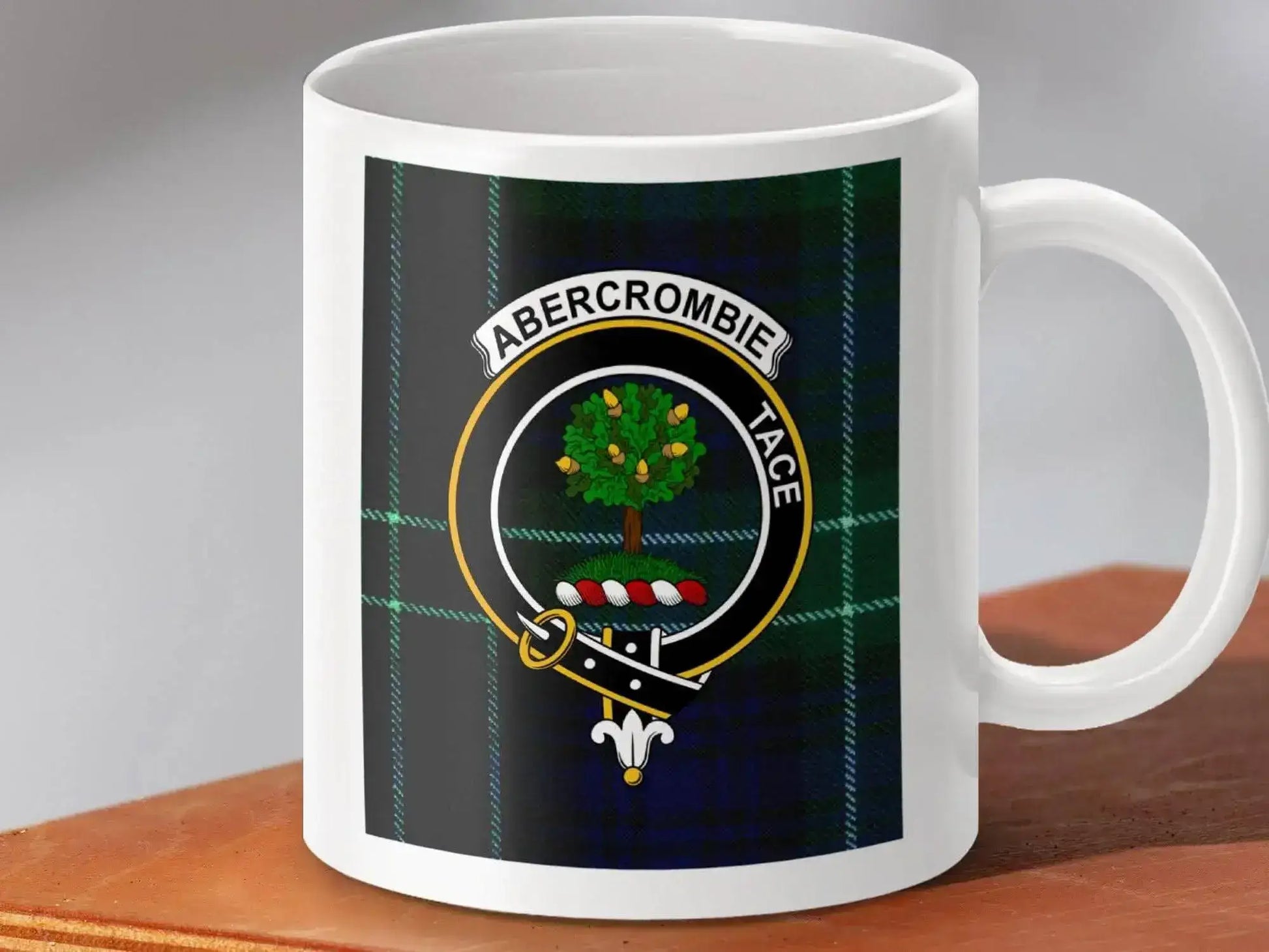 Abercrombie Clan Crest Scottish Tartan Mug - Celtic Ancestry Gifts