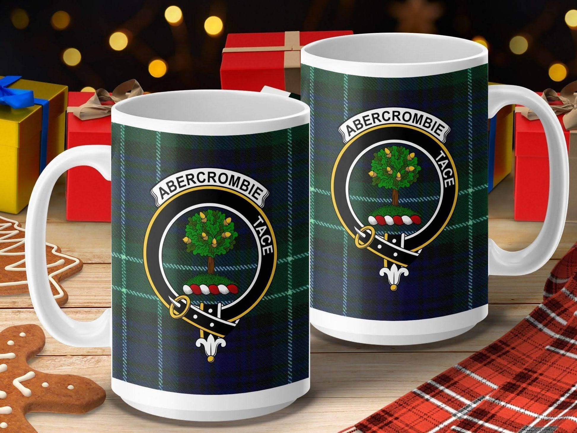 Abercrombie Clan Crest Scottish Tartan Mug - Celtic Ancestry Gifts