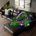 Clan Abercrombie tartan crest throw blanket — 100% polyester, 50x60 inch