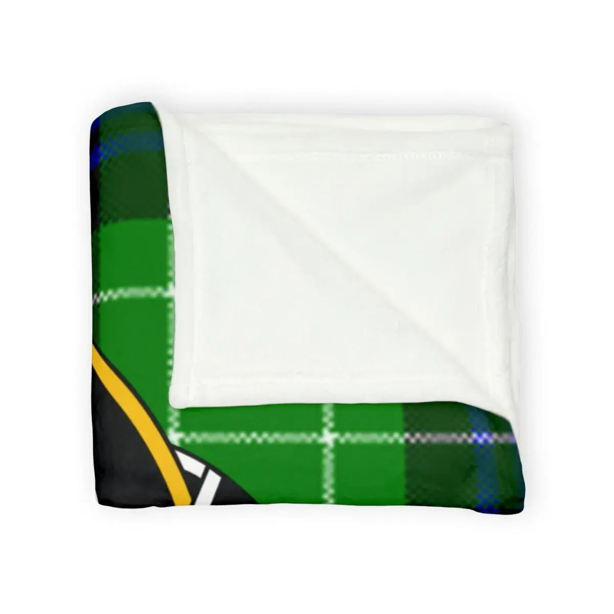 Clan Abercrombie green and black plaid design soft throw blanket — lifestyle