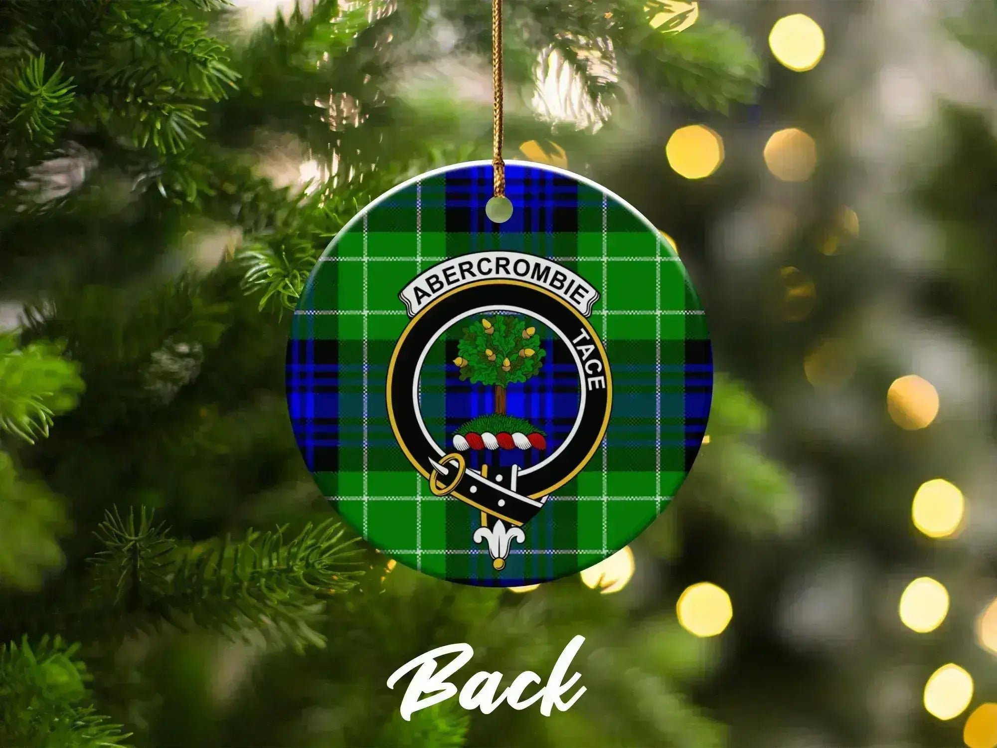 Clan Abercrombie tartan pattern Christmas tree ornament — heritage keepsake