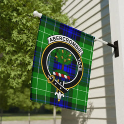 Abercrombie garden flag with crest and Tace motto, 12 × 18 inches