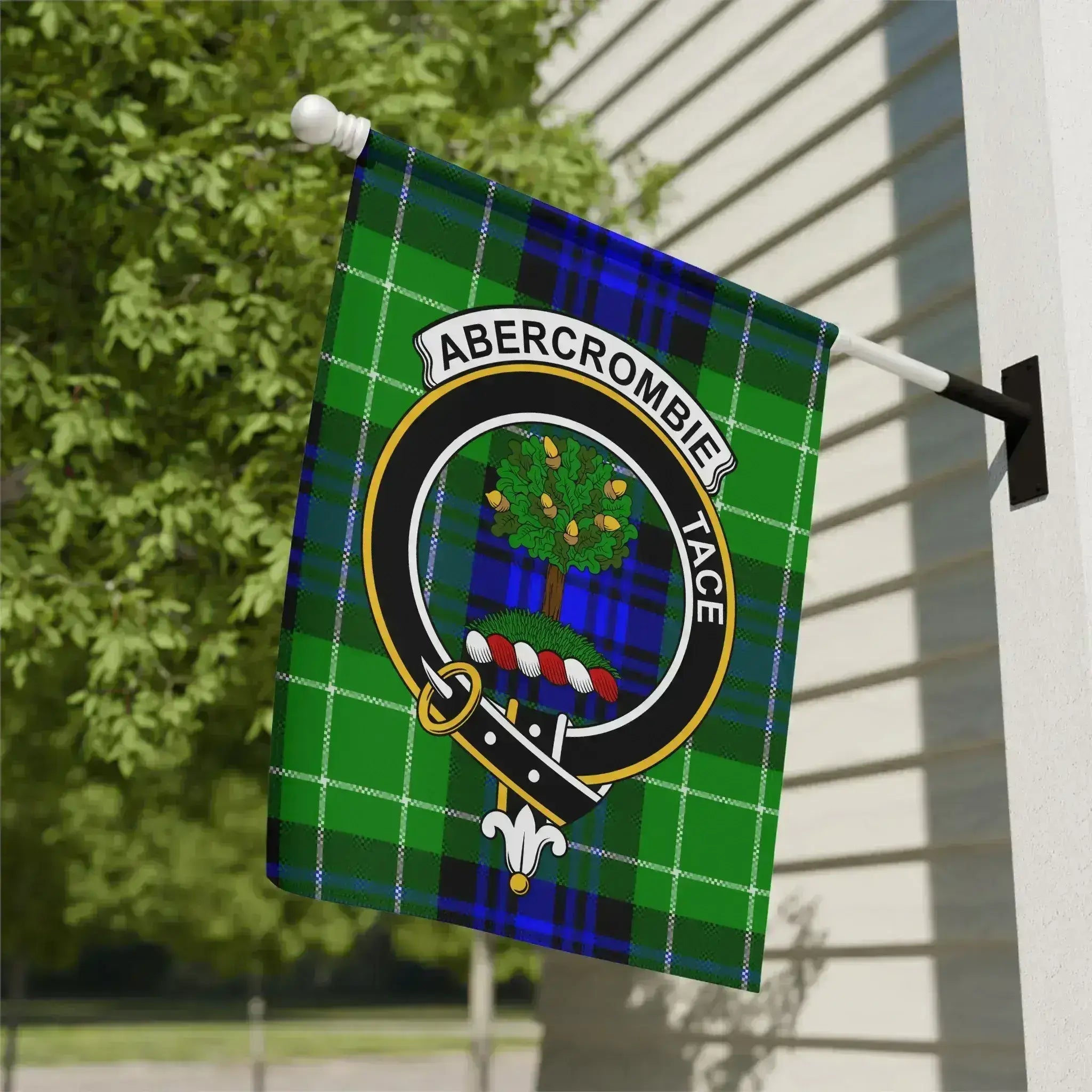 Clan Abercrombie tace crest plaid design house banner — 12x18 inch, poly canvas