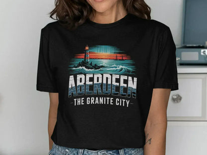 Aberdeen The Granite City Nautical Lighthouse Illustration T-Shirt - Celtic Ancestry Gifts