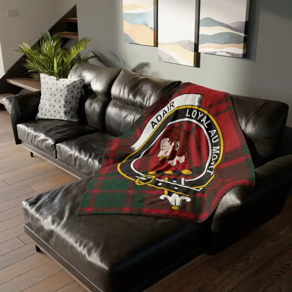 Personalized Tartan Blanket with Family Crest Design