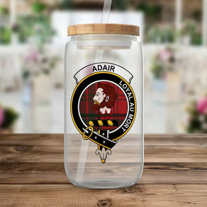 Adair Clan Loyal Au Mort Crest Glass Sipper Cup - Celtic Ancestry Gifts