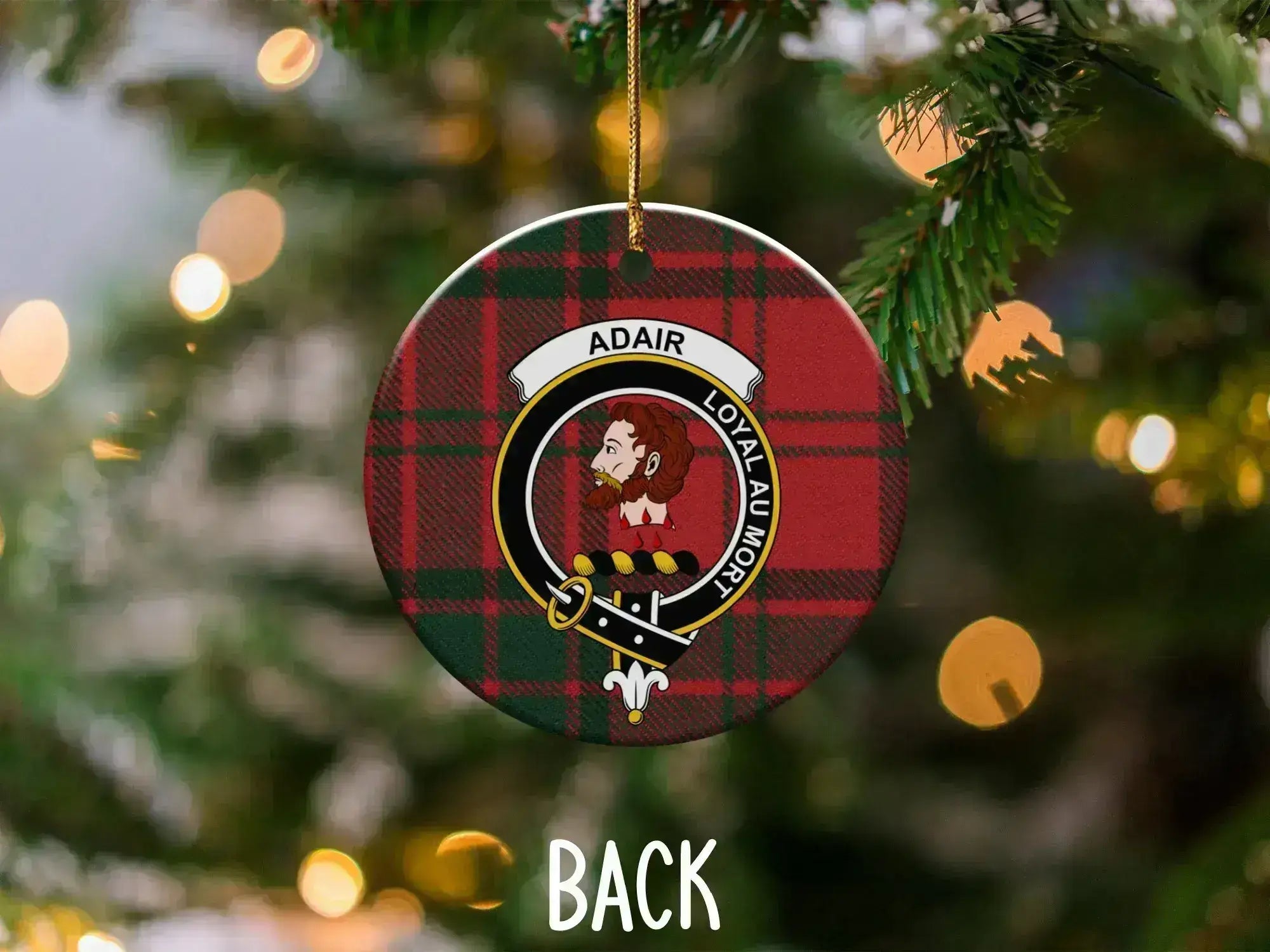 Adair ceramic Christmas ornament with crest