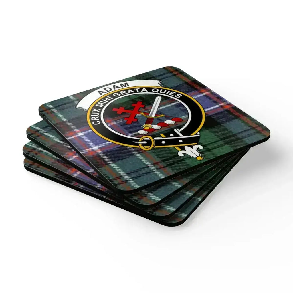 Clan Adam crux mihi grata quies plaid design drink coaster — glossy print