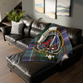 Clan Adam crest plaid throw blanket — lightweight 100% polyester, living room display