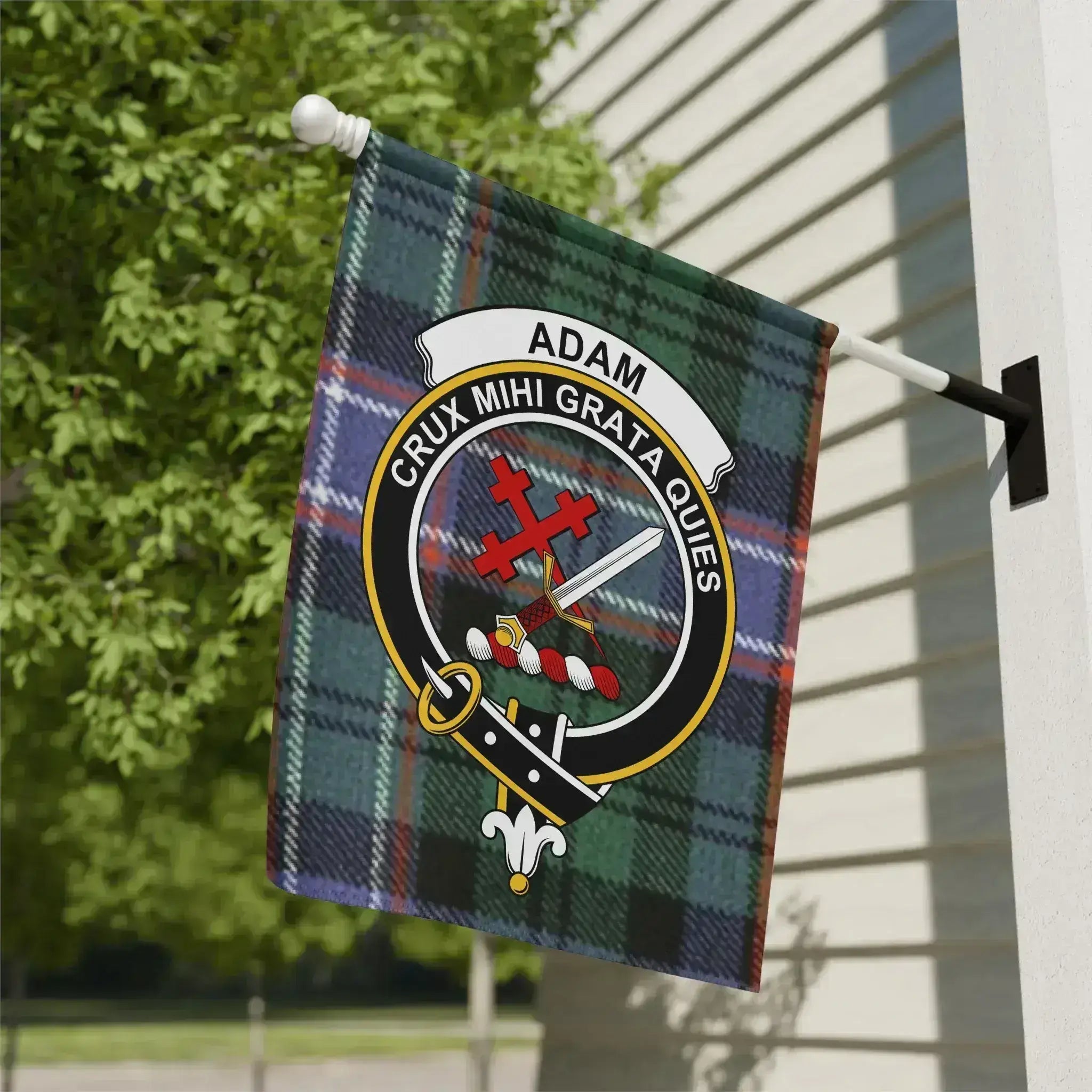 Clan Adam clan crest outdoor garden flag — 12x18 inch, poly canvas