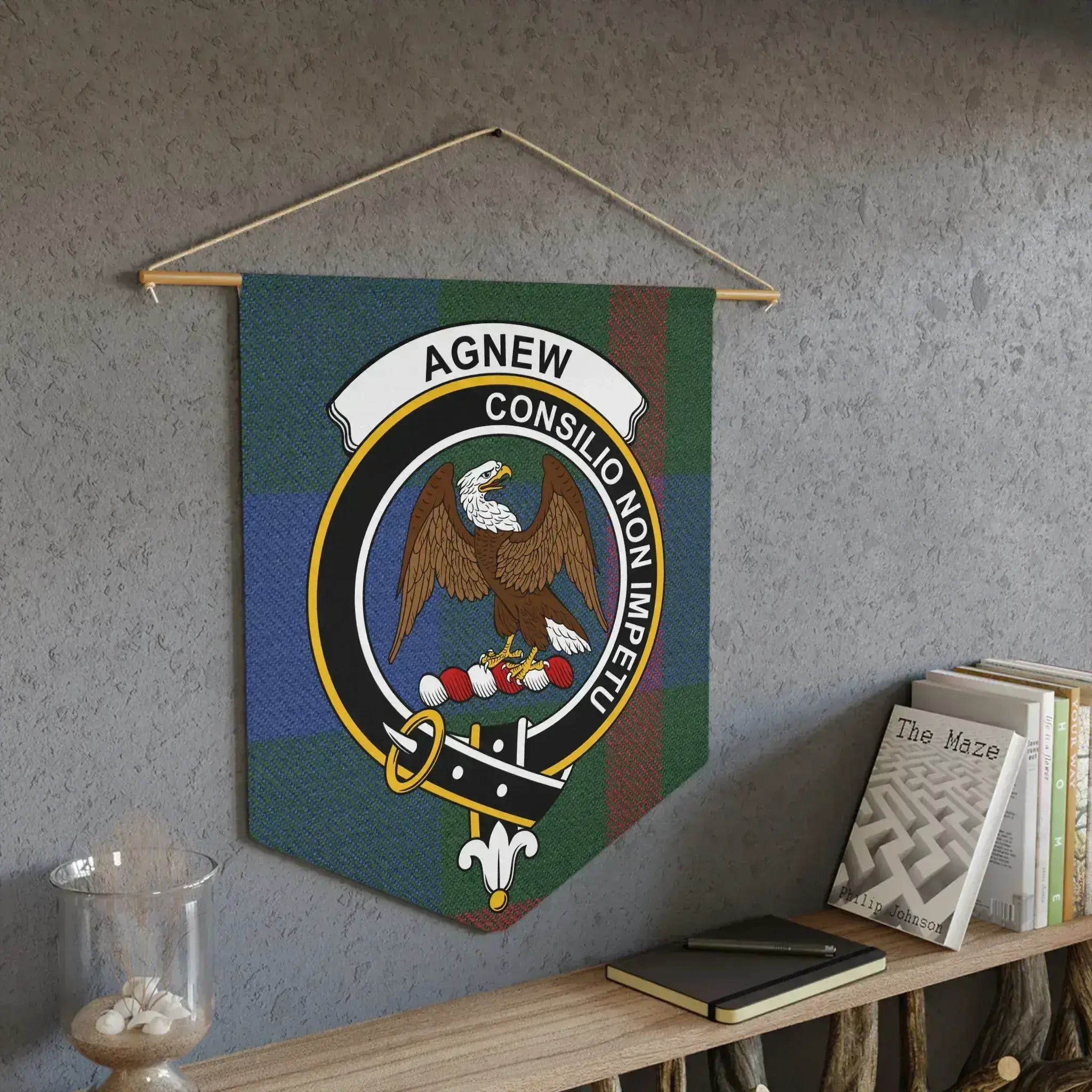 Agnew consilio non impetu home decor wall banner pennant — eagle crest design