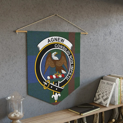 Agnew wall pennant with eagle crest and motto