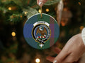 Close-up of the Agnew eagle crest ceramic ornament